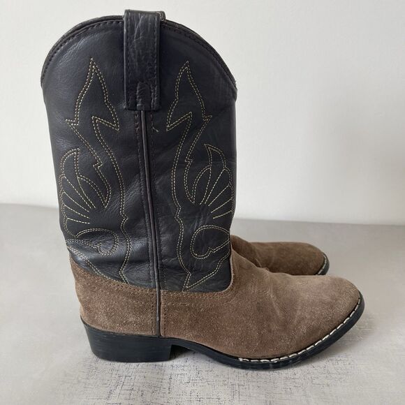 Masterson Boot Brown Black Leather Western Cowboy Boots Youth 4 D Style RB2003Y - Picture 5 of 15